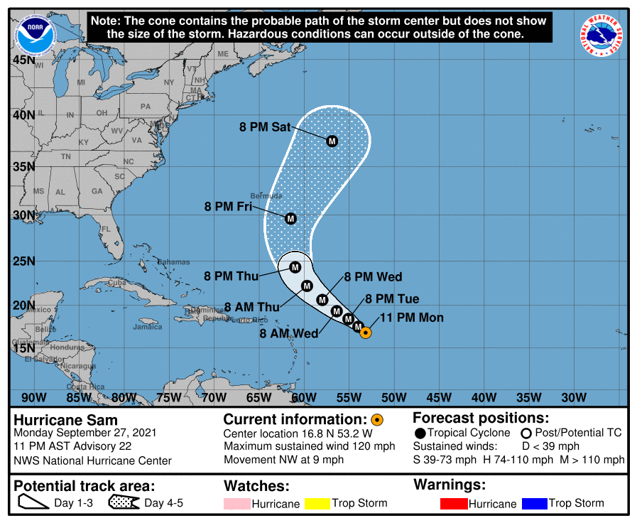 Sam Forecast to Remain a Major Hurricane for the Next Few Days