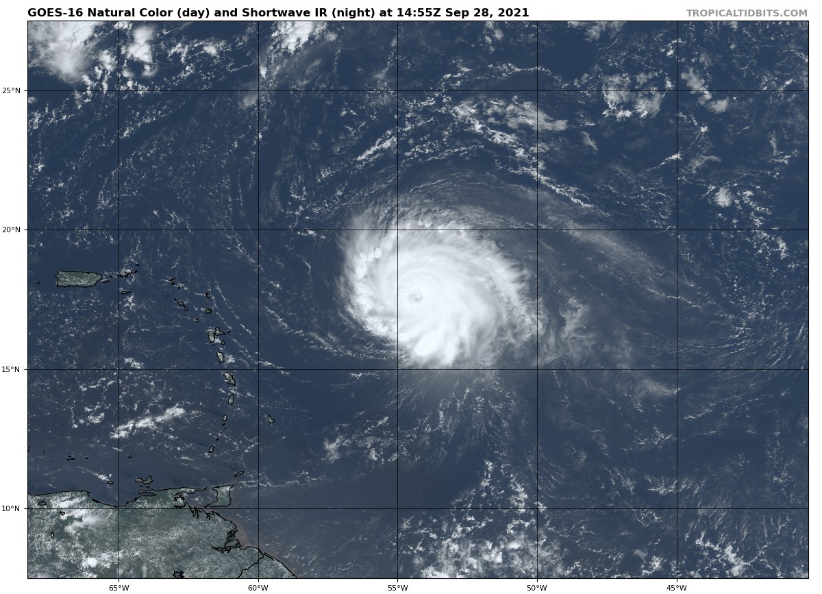 Category 4 Hurricane Sam Continues to Move Northwest Over the Tropical Atlantic