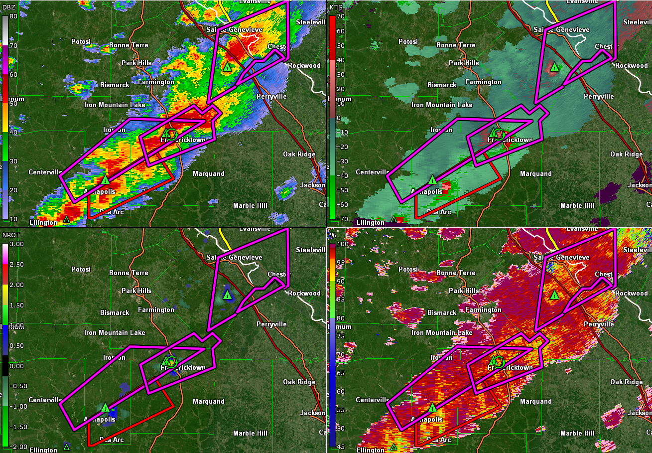 Three Tornadic Storms South of St. Louis