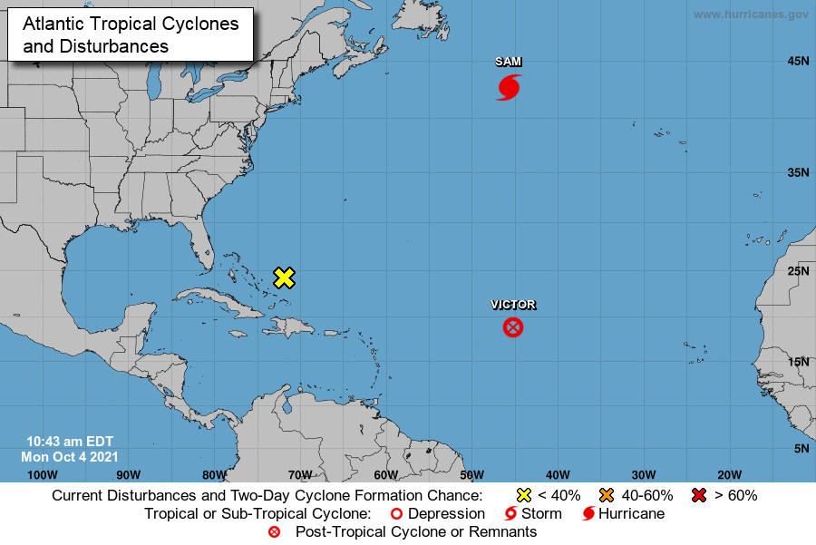 Victor Degenerates into a Trough; Sam On Its Way to Be a Post-Tropical Cyclone Within 24 Hours