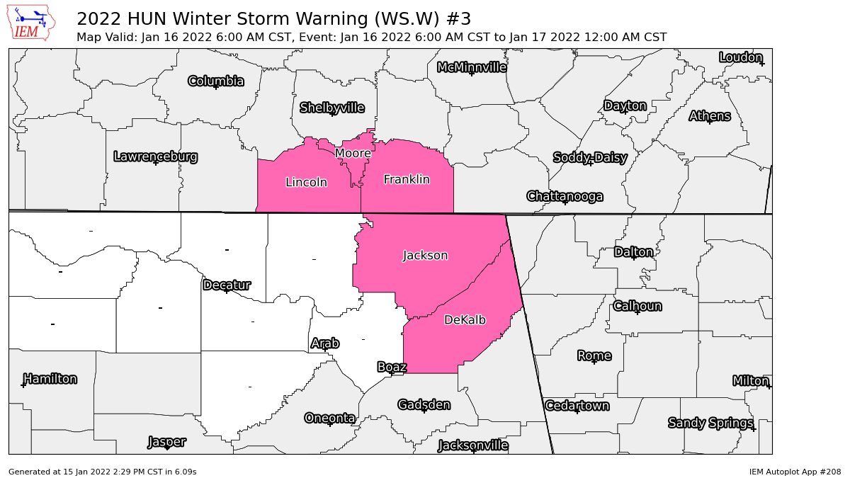 Parts of North Alabama Upgraded to a Winter Storm Warning; Winter Weather Advisory Issued for the Rest of North Alabama