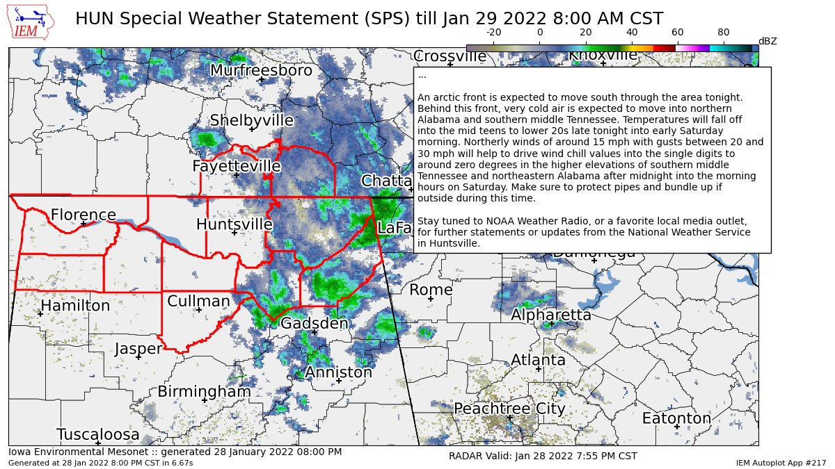 Special Weather Statement from NWS Huntsville for North Alabama