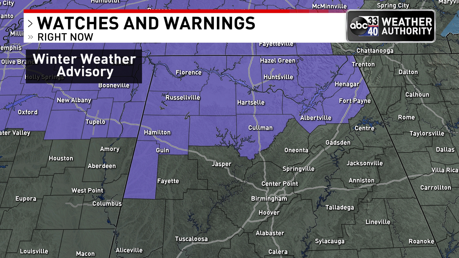 Winter Weather Advisory For Parts Of North Alabama Tomorrow