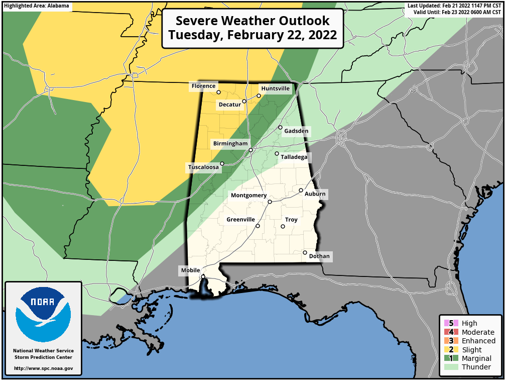 Severe Storms Possible Over Northwest Alabama This Evening/Tonight