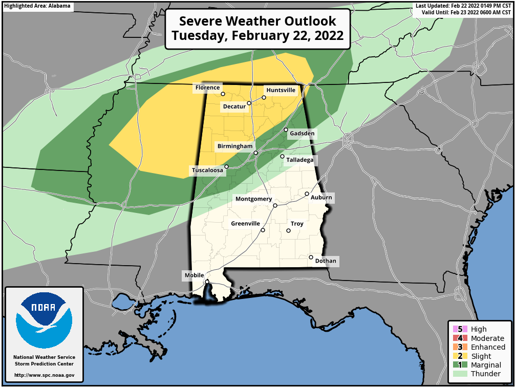 Strong/Severe Storms Possible Tonight Across North/West Alabama