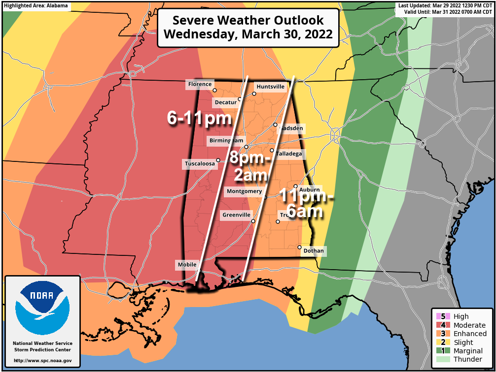 Significant Severe Weather Threat For Alabama Tomorrow Night