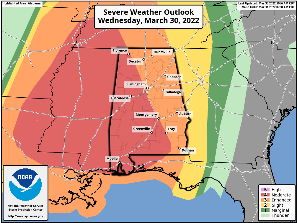 High Impact Wind/Storm Event Tonight For Alabama