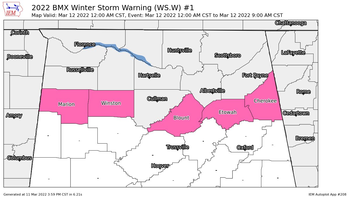 NWS Birmingham Extends Winter Storm Warning to Include a Few More Counties