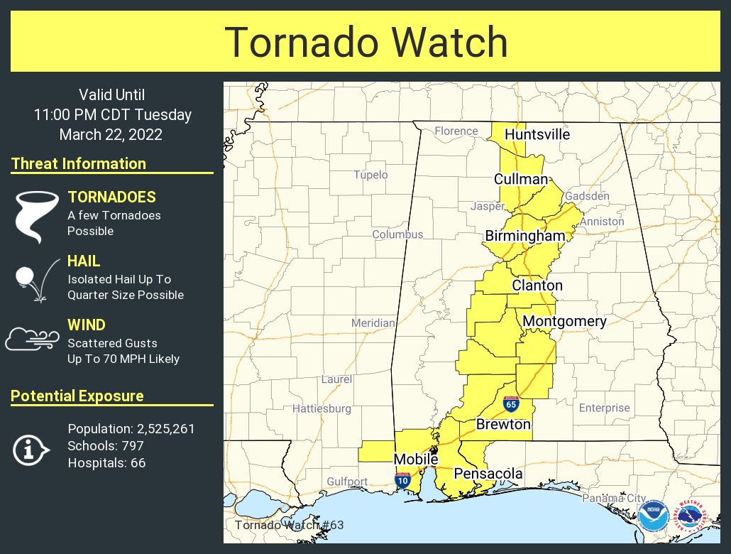 A New Tornado Watch Issued Until 11 pm for Central Counties in the Area ...