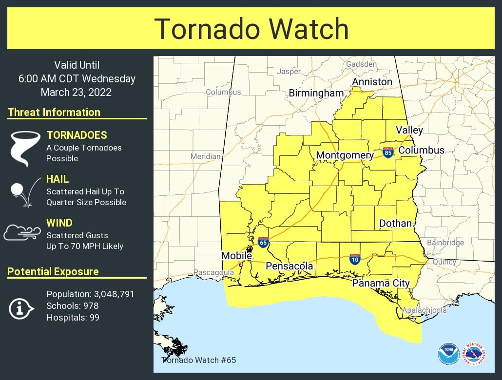 Tornado Watch Replaced with New Watch Until 6 am Wednesday Morning ...