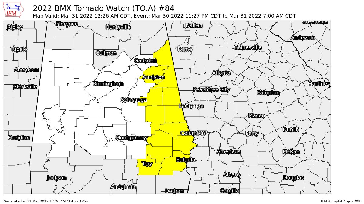 More Counties Removed From Tornado Watch | Alabama Weather Network