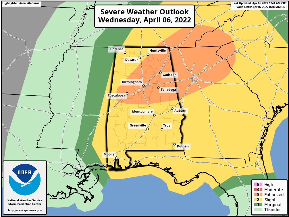 Stormy Start To The Day; Higher Severe Weather Potential Over South Alabama