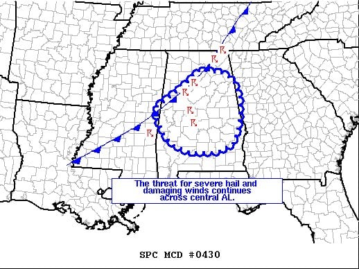 Mesoscale Discussion — Severe Hail & Damaging Wind Threat Continues ...