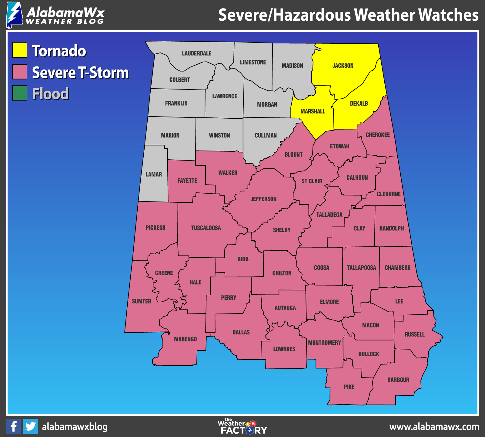 Tornado Watch Issued for the Eastern Parts of North Alabama Until 9 pm ...