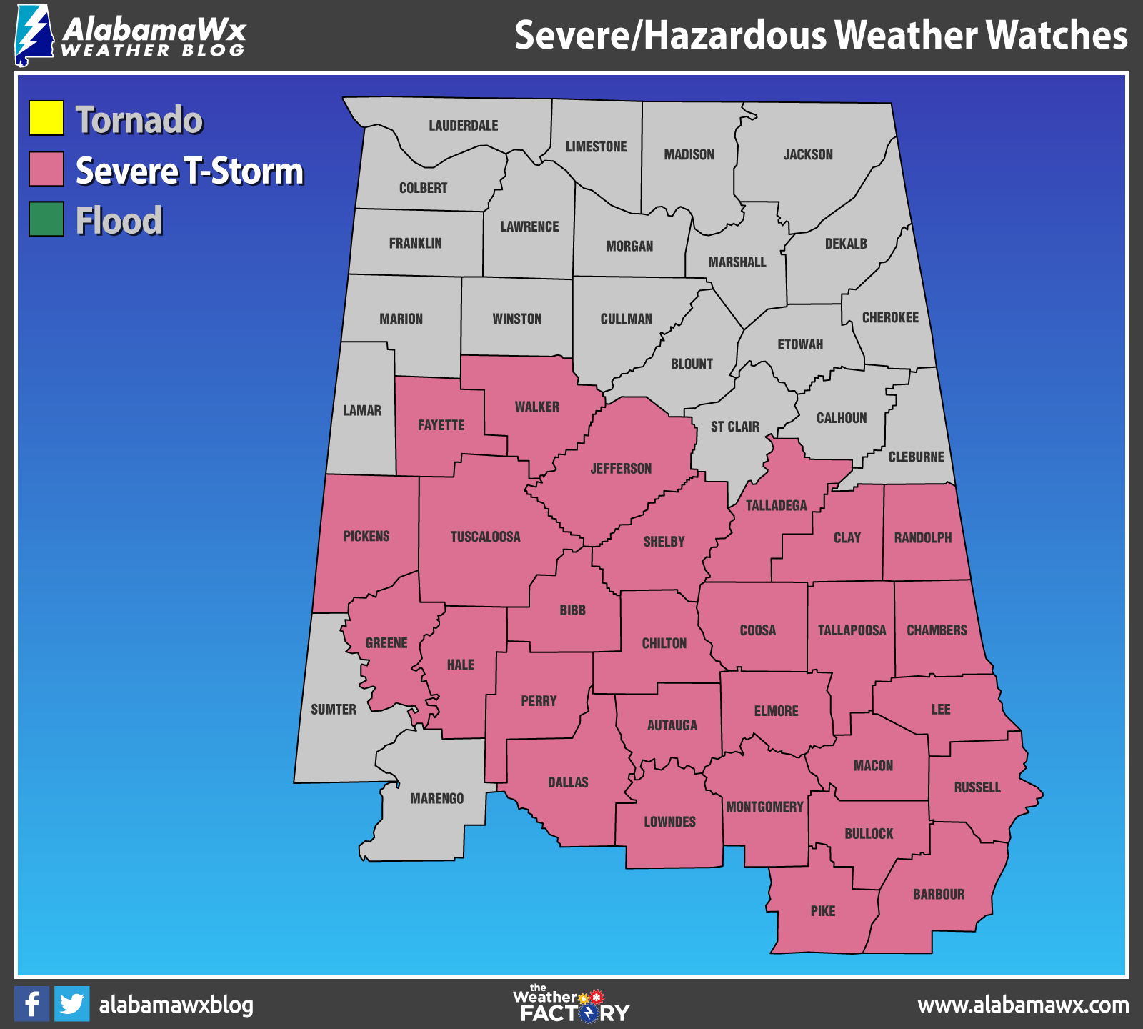Severe Thunderstorm Watch Issued Until 9 pm for Much of Central Alabama ...