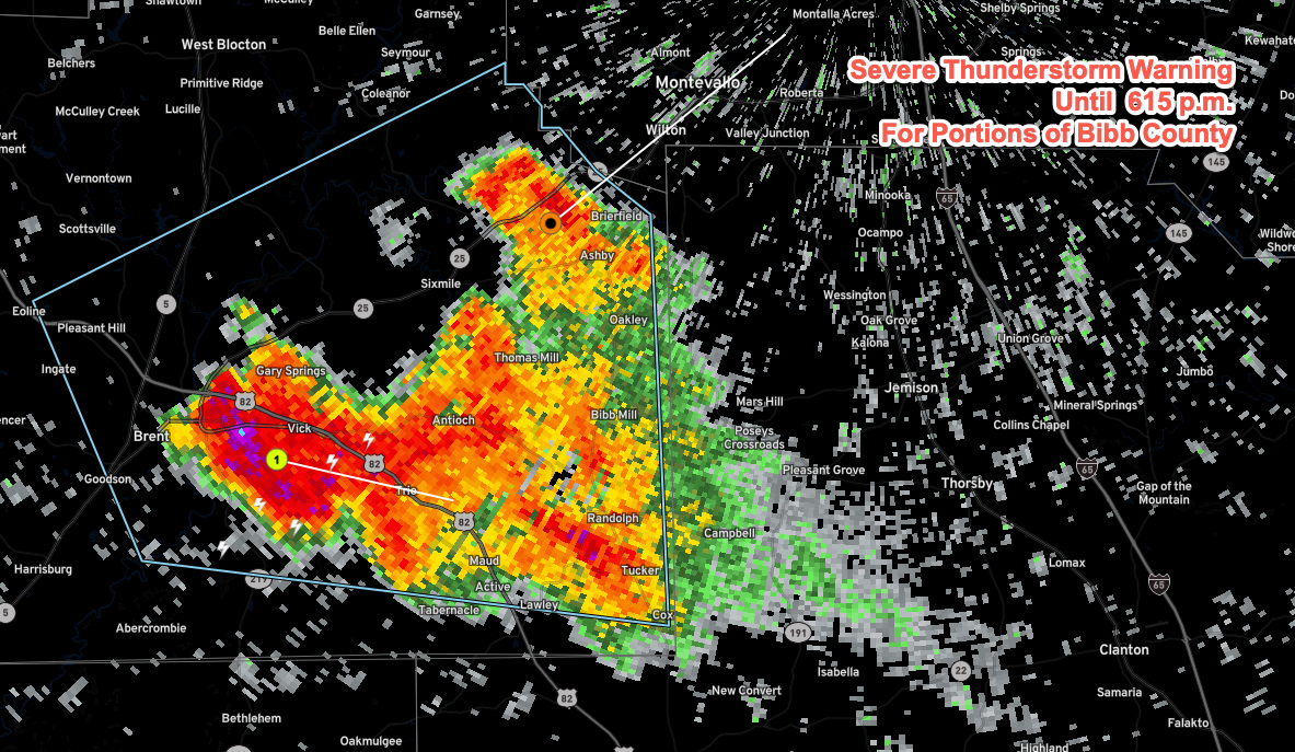 Severe Thunderstorm Warning for Parts of Bibb County Until 6:15 pm ...