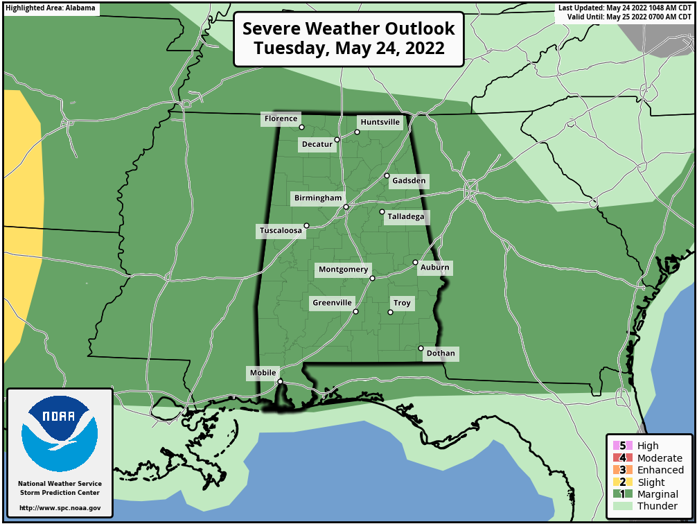 Occasional Showers/Storms Through Thursday Night