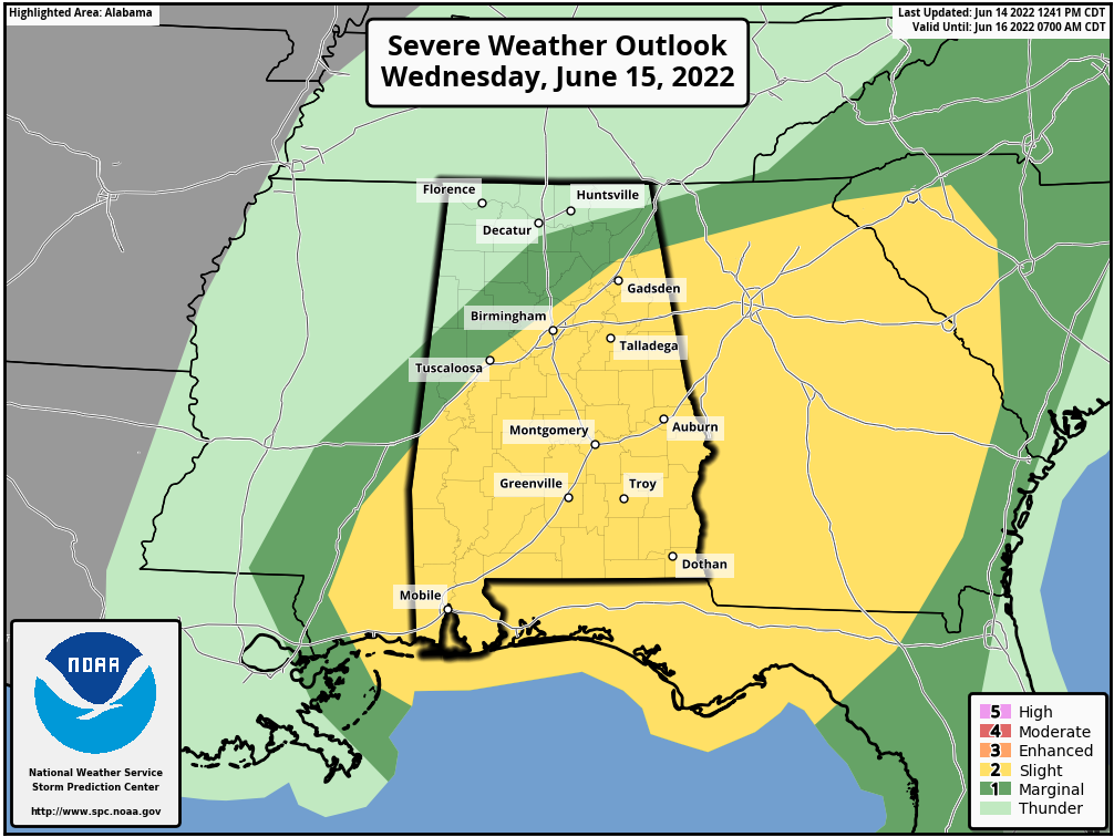 Strong Storms Over Parts Of East/Central Alabama; Still Hot