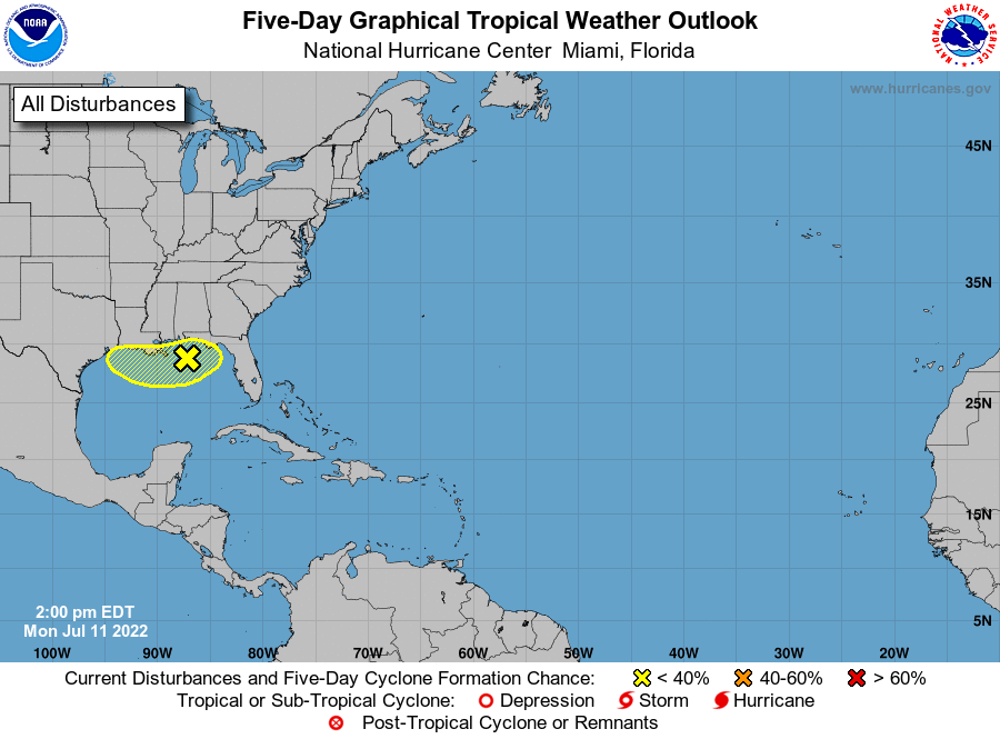 Scattered Storms Mainly Over South Alabama Through Tomorrow