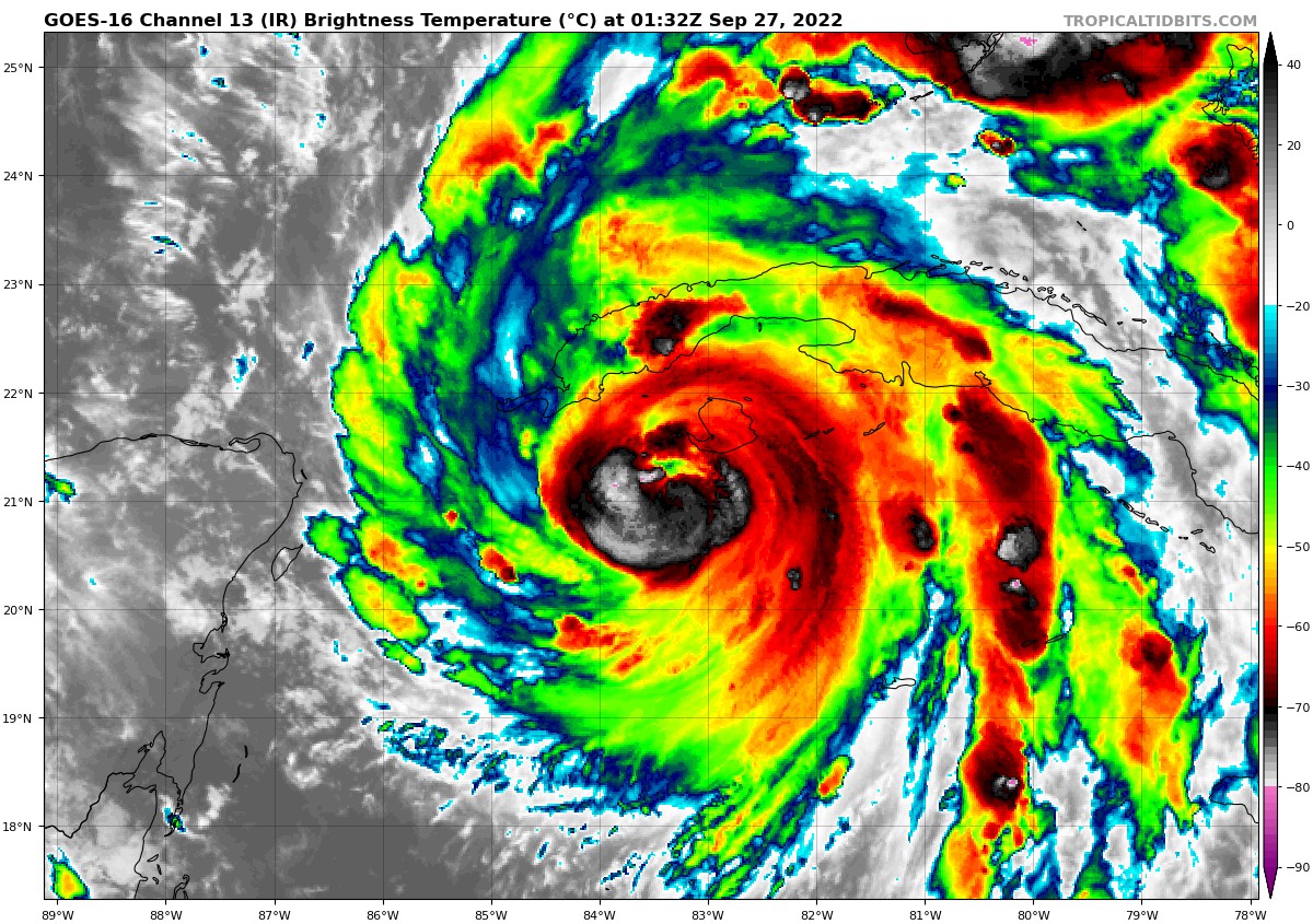 7 pm Update: Ian Approaching the Western Parts of Cuba