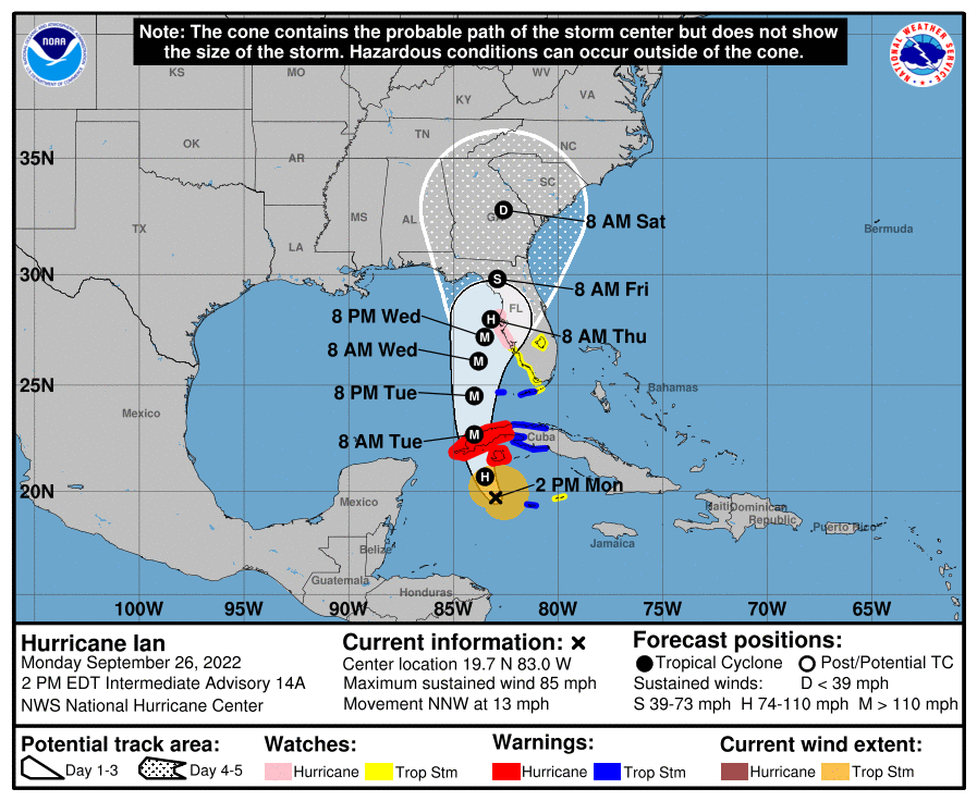 Dry Through Thursday; Watching Ian Closely