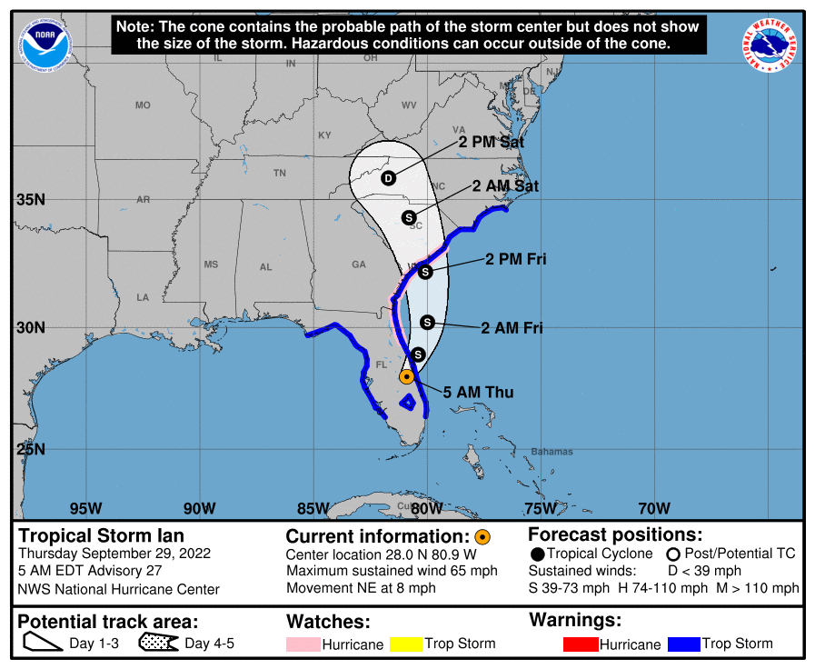 No Rain For Alabama Through Next Week; Ian Stays Well To The East