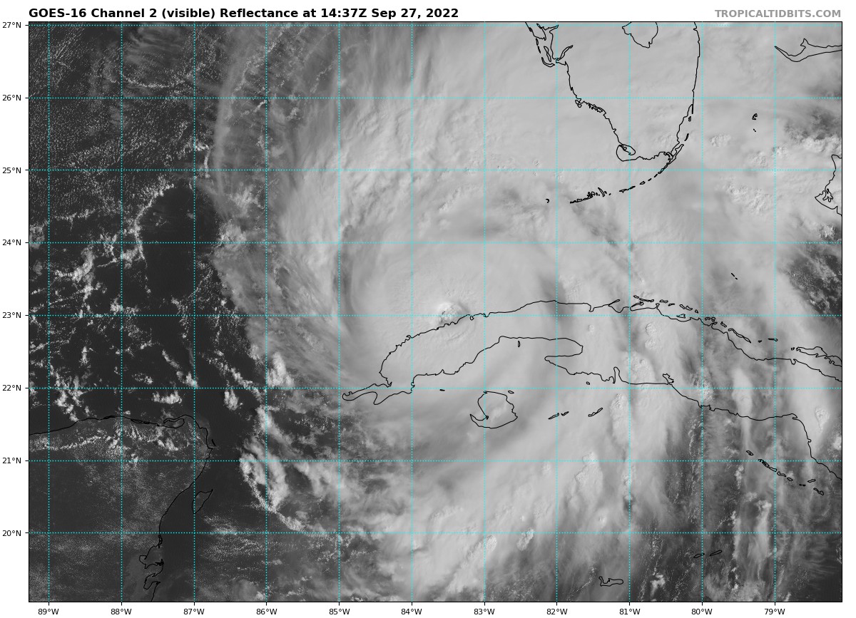 10 am Ian Update:  Eye of Powerful Hurricane Emerges Over Gulf of Mexico