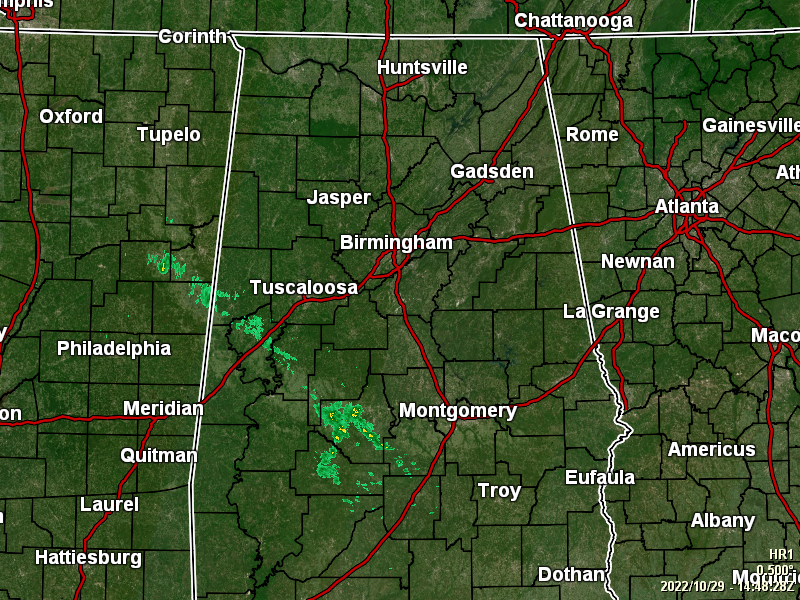 Showers Today & Tomorrow; A Strong Storm Possible in the Southwestern Parts of Central Alabama
