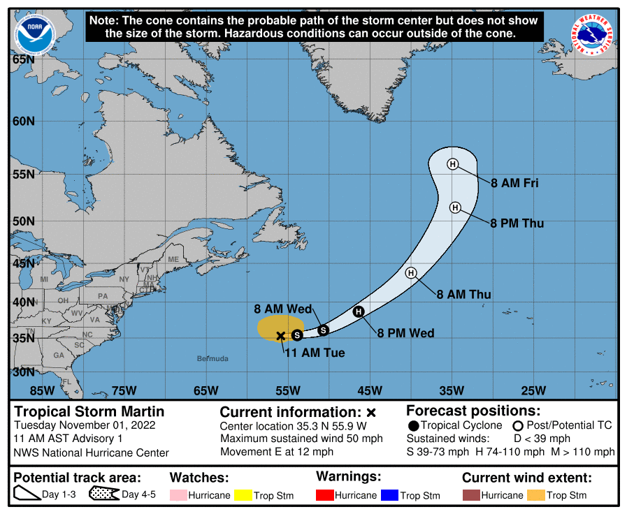 Second Tropical Storm Forms in the Atlantic; Two Simultaneous November Storms is Rare Event