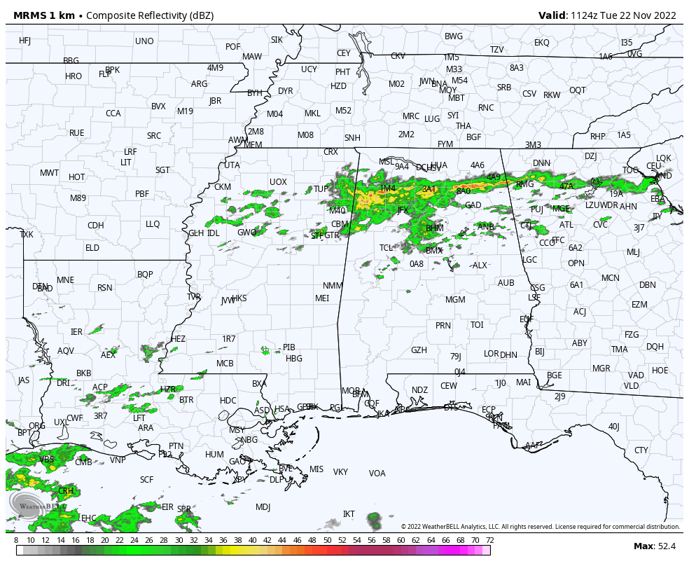 Warmer Pattern; Showers Over North Alabama This Morning