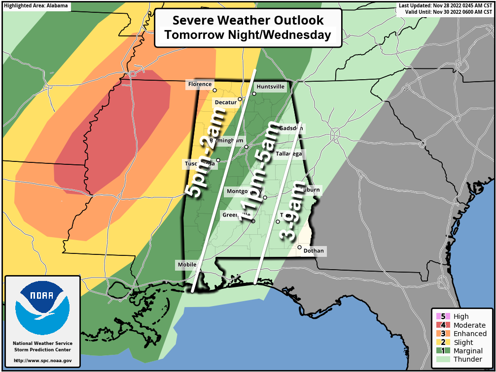 Severe Storms Possible Tomorrow Night/Early Wednesday Morning