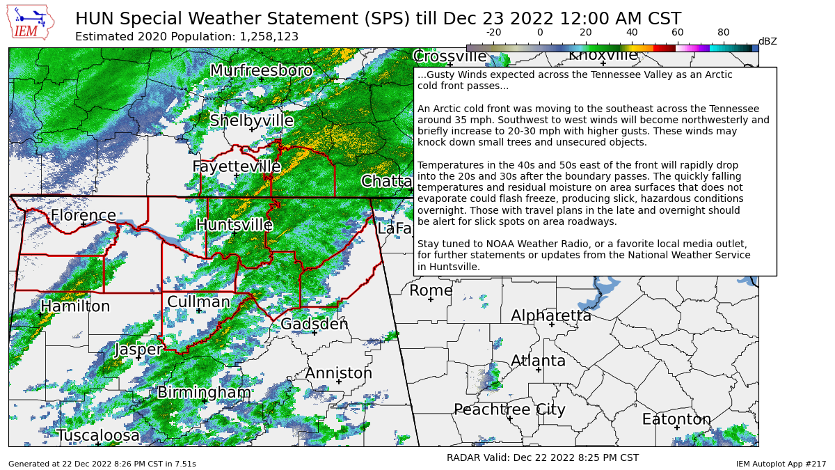 A Few Damage Reports from Gusty Winds; Cold Front Now Invading the State