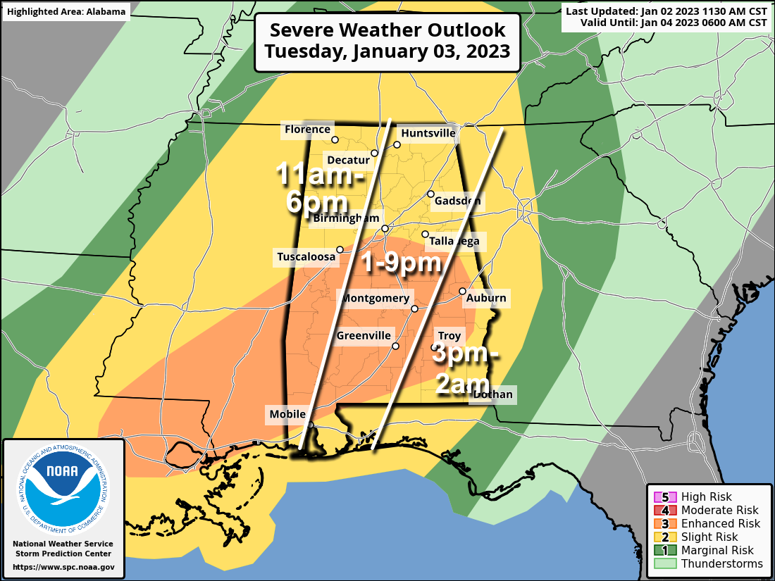 Severe Storms Possible Across Alabama Tomorrow