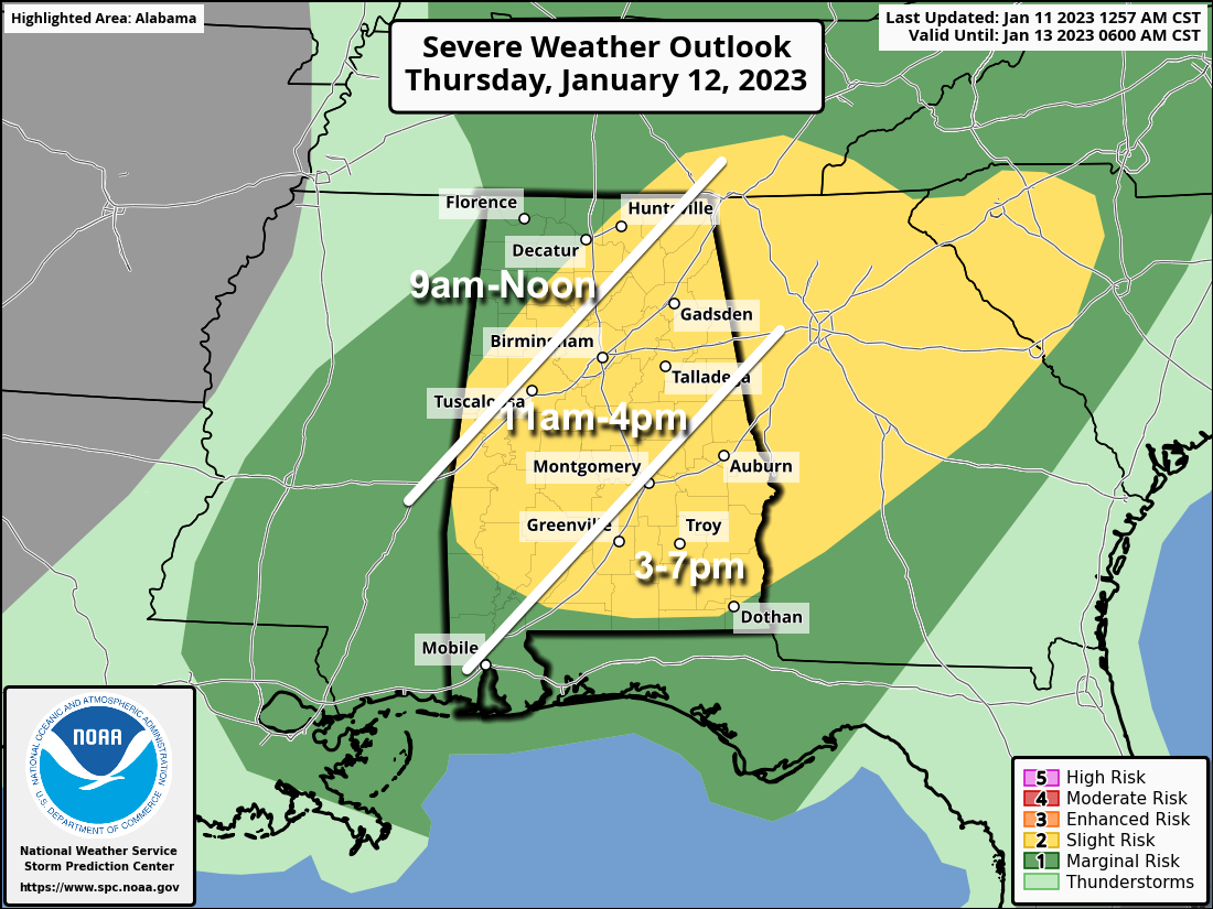 Strong Storms Return To Alabama Tomorrow; Much Colder Friday