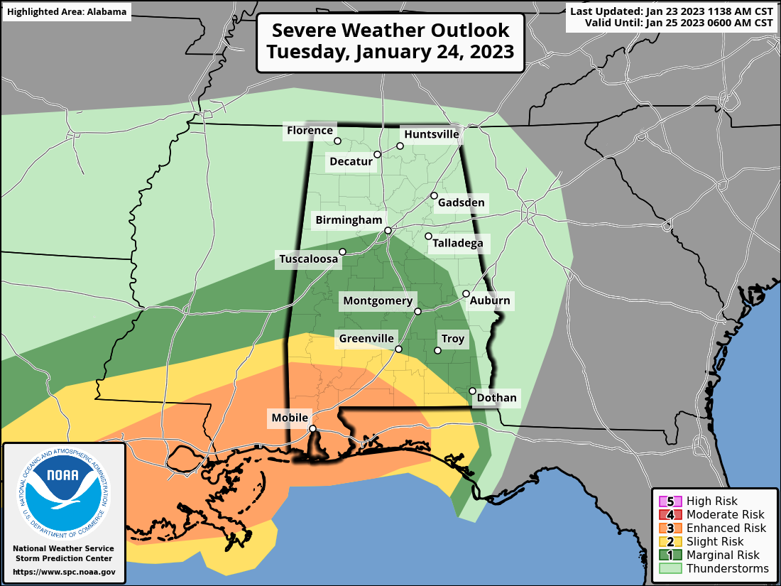 Wind, Rain, Storms Move Into Alabama Late Tomorrow Night