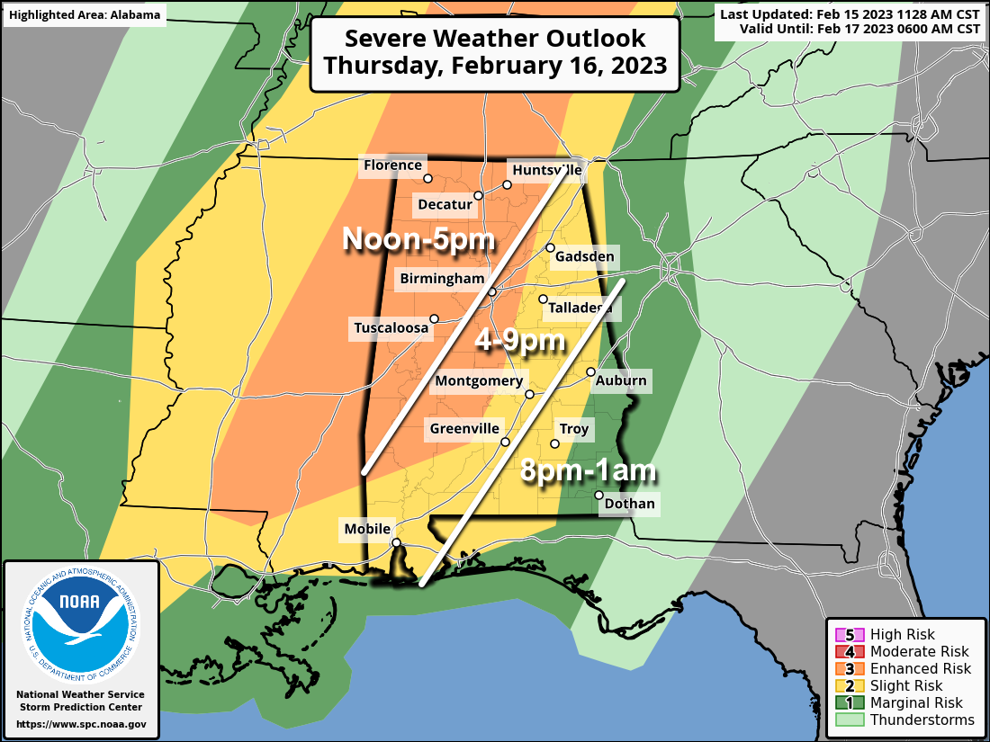 Severe Storms Likely Across Alabama Tomorrow Afternoon/Evening