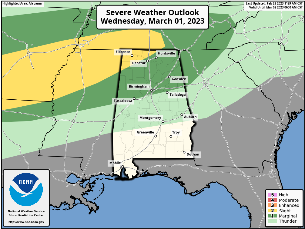 Unsettled Weather For Alabama Tomorrow Through Friday Morning