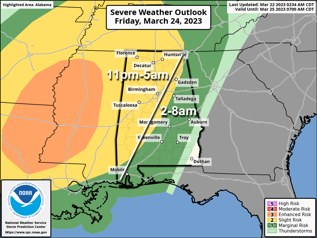Severe Storms Likely Across Alabama Late Friday Night