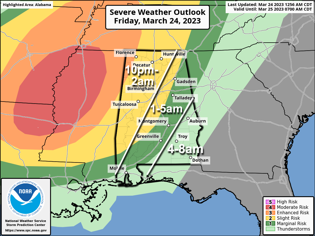 Severe Storms Likely Across Alabama Late Tonight