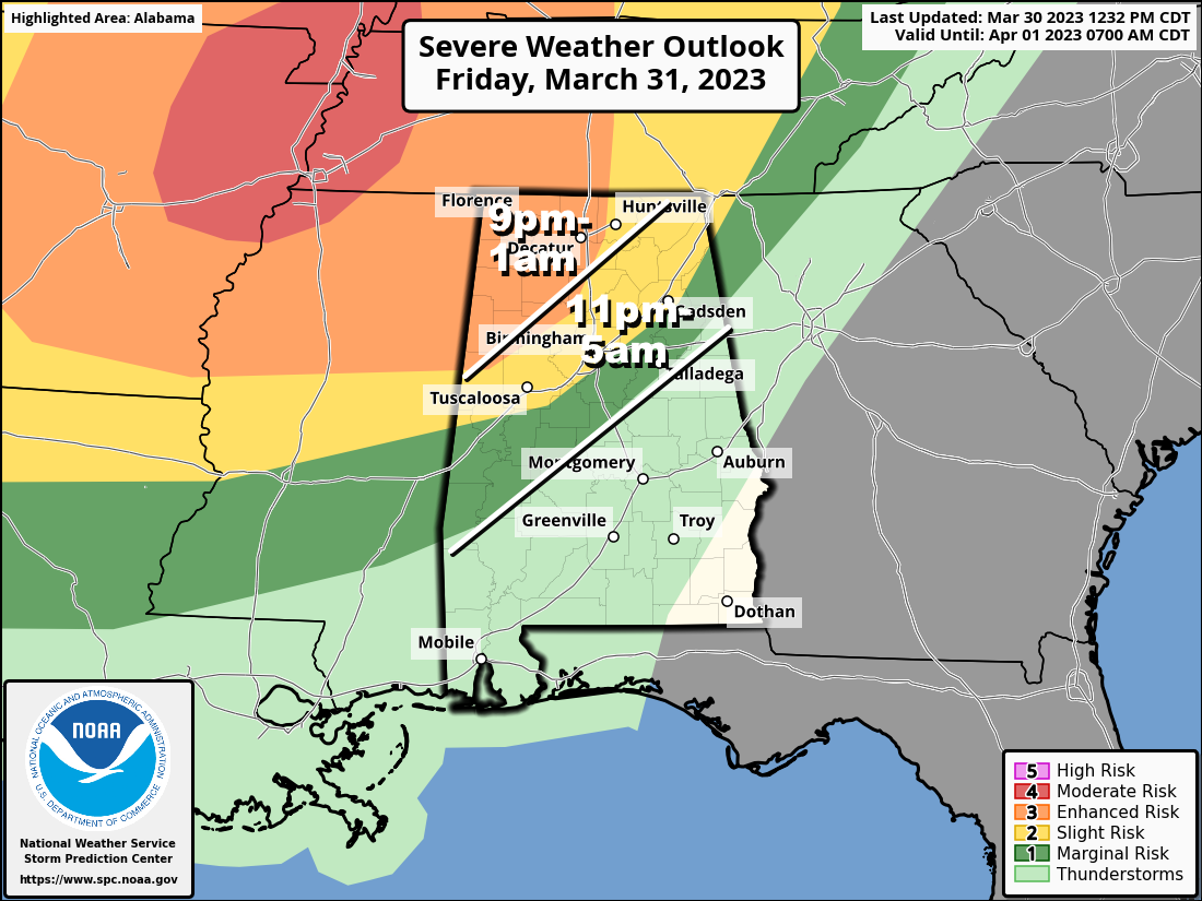 Severe Storms Possible Late Tomorrow Night Across Alabama