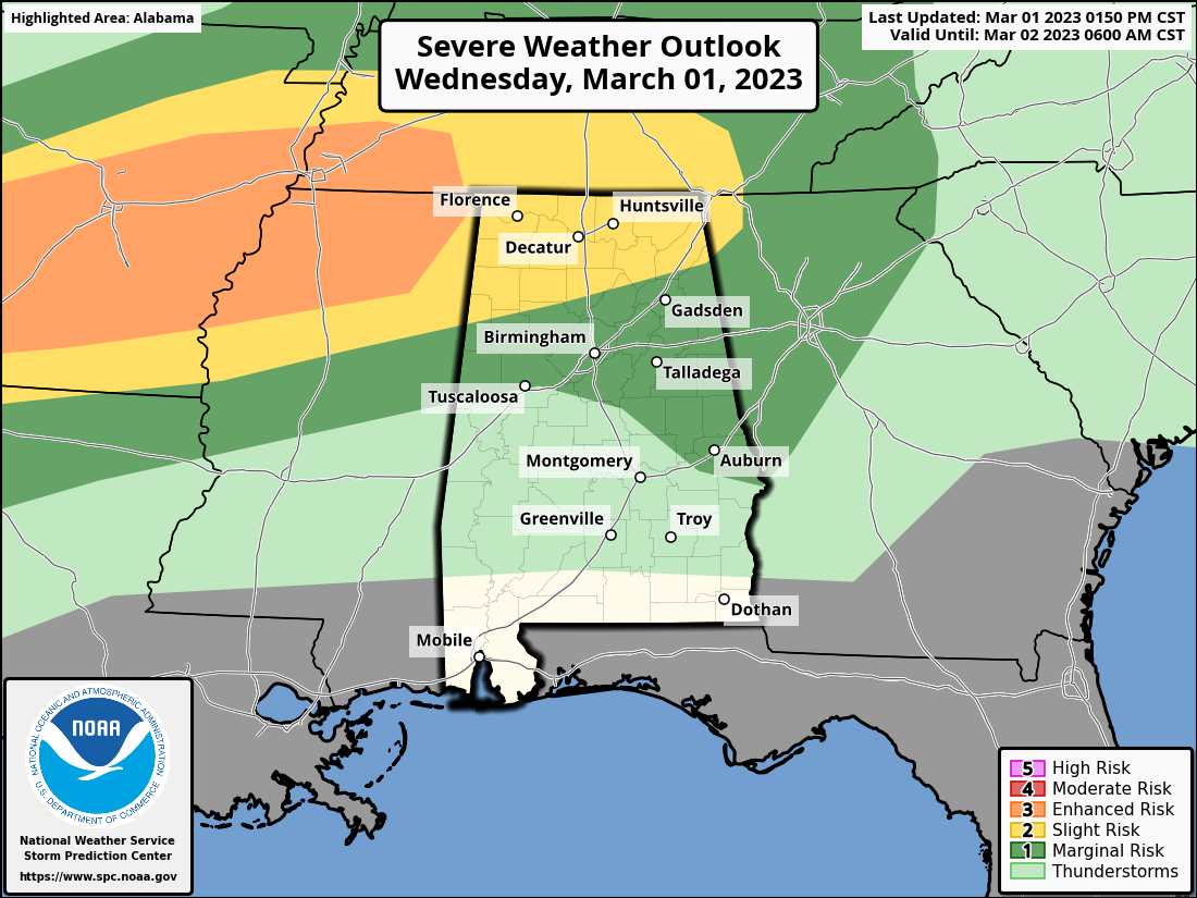 Severe Storms Possible Tonight Across North Alabama