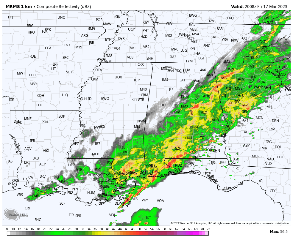 Colder Air Rolling Into North Alabama; Strong Storms To The South
