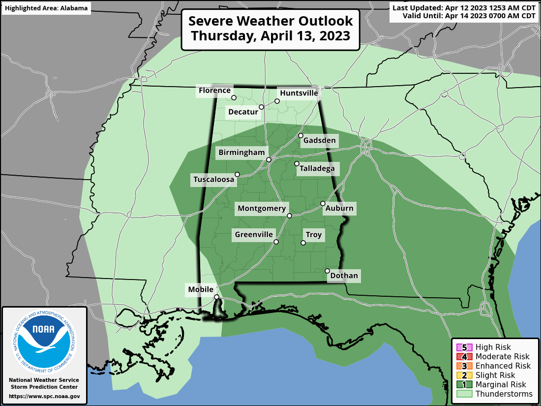 Another Dry Day For Most Of Alabama; Showers/Storms Return Tomorrow