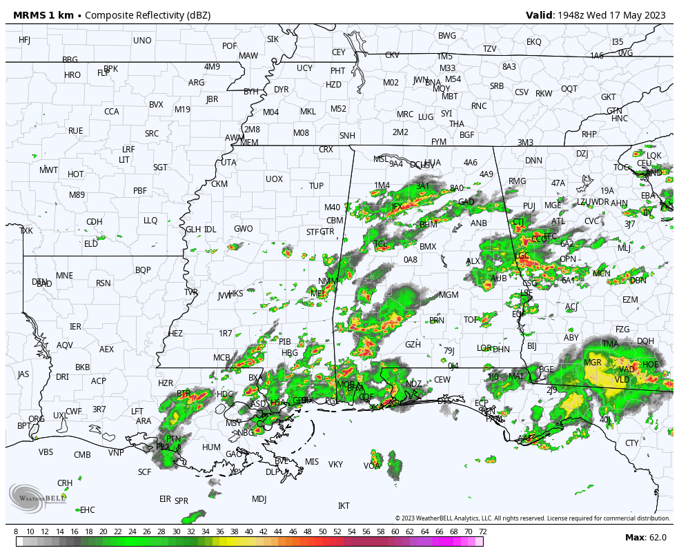 Scattered Strong Storms Continue Across Alabama This Afternoon