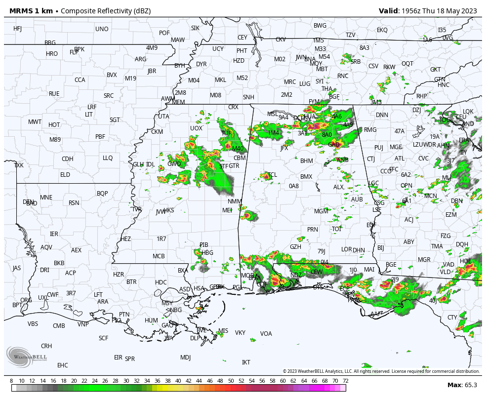 Strong Storms Continue To Increase Across Alabama