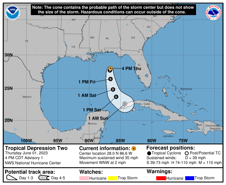 Tropical Depression 2 Has Formed in the Northeastern Gulf of Mexico