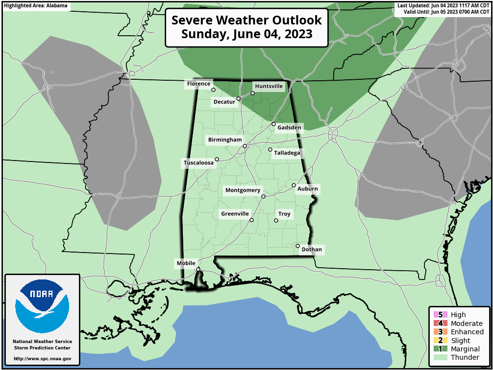 The Midday Report — Scattered Storms Possible; SPC Shrinks Marginal Risk Area for the State