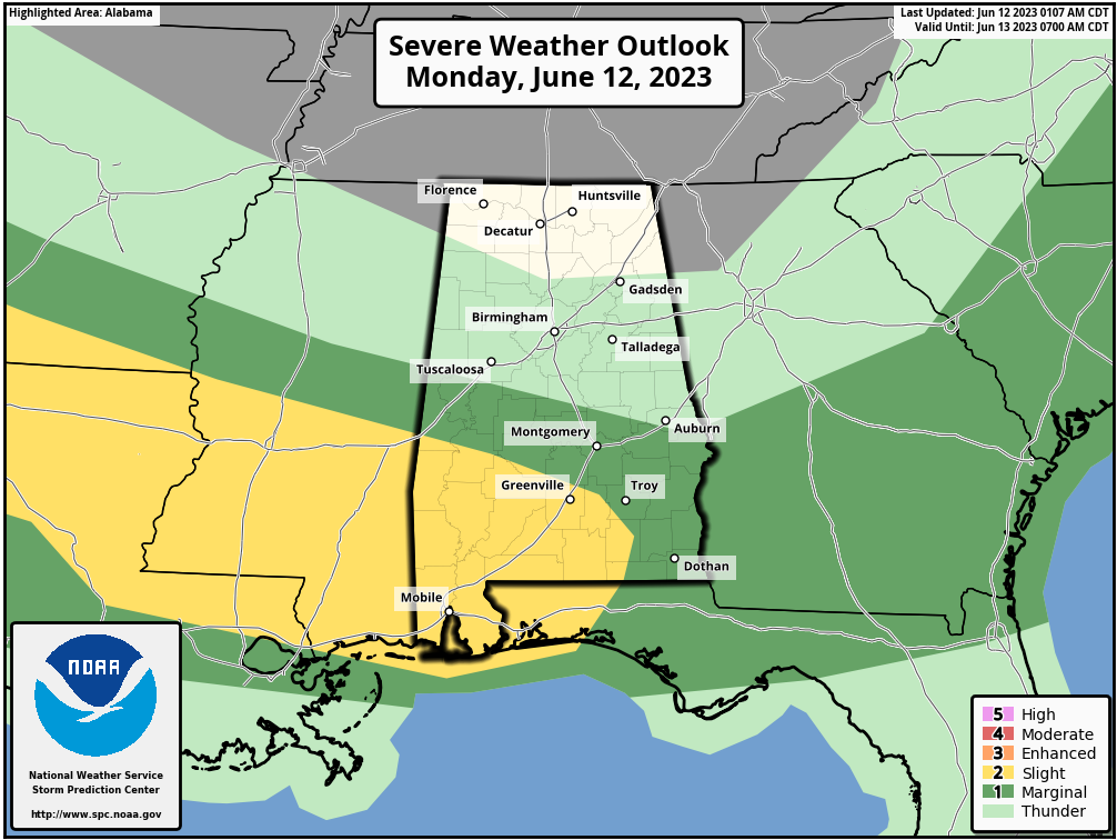Unsettled Weather For Alabama This Week; Stormy At Times
