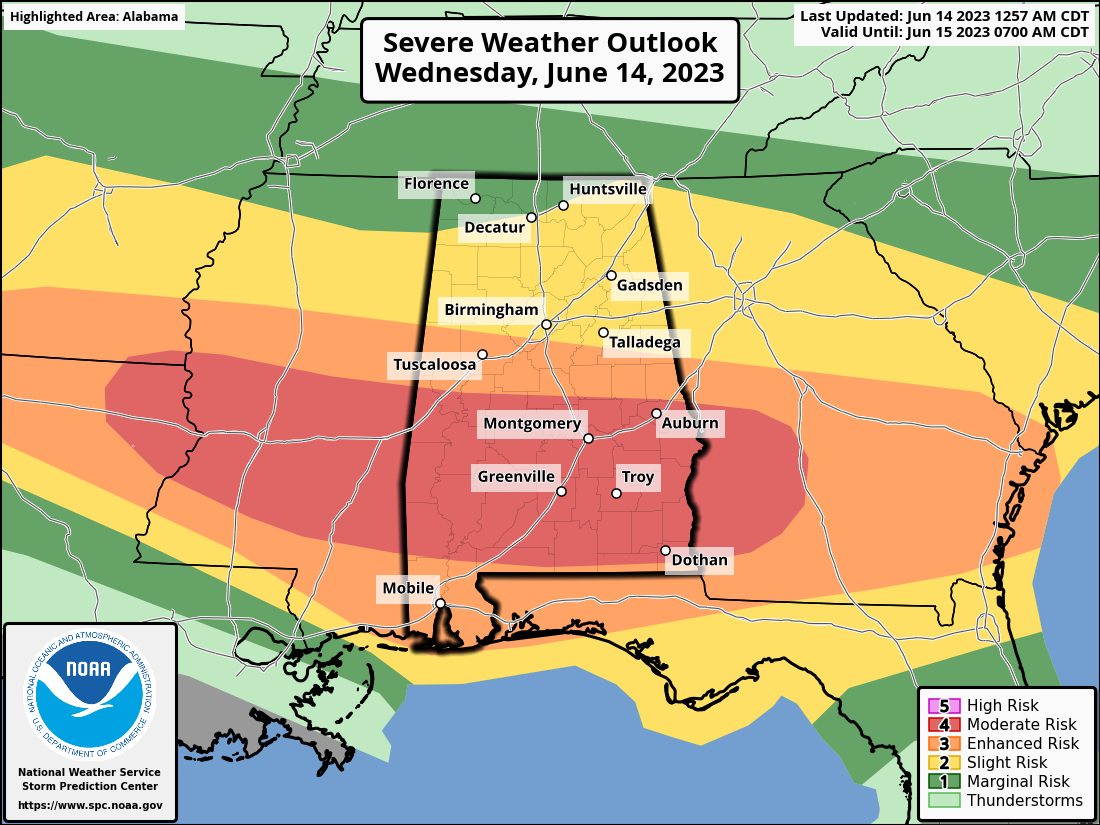 Multiple Rounds Of Severe Storms Likely Across Alabama Today