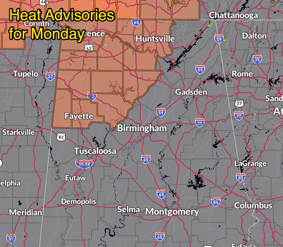 Searing Sun And Scattered Storms: Heat Advisories Issued for Monday